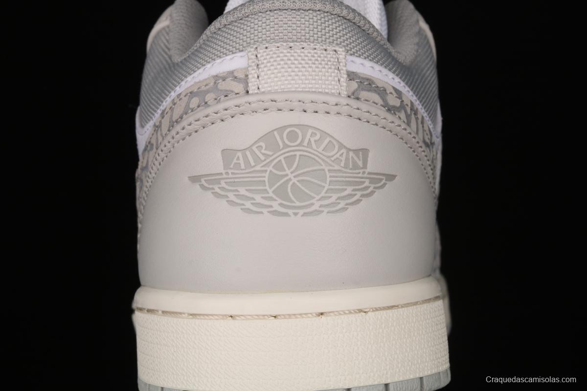 Air Jordan 1 Low Prm Elephant Print low side white ash explosion crack DH4269-100