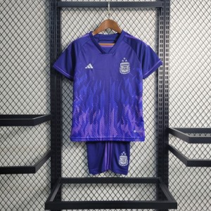 3-Stars 2023 Kids Argentina Away Purple Jersey Size 16-28