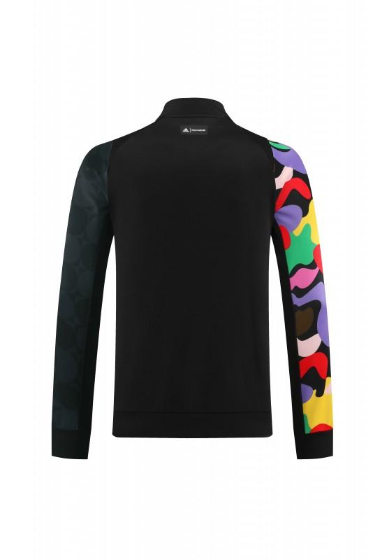 2023 Adidas Black Full Zipper Jacket With Colorful Sleeve+Pants