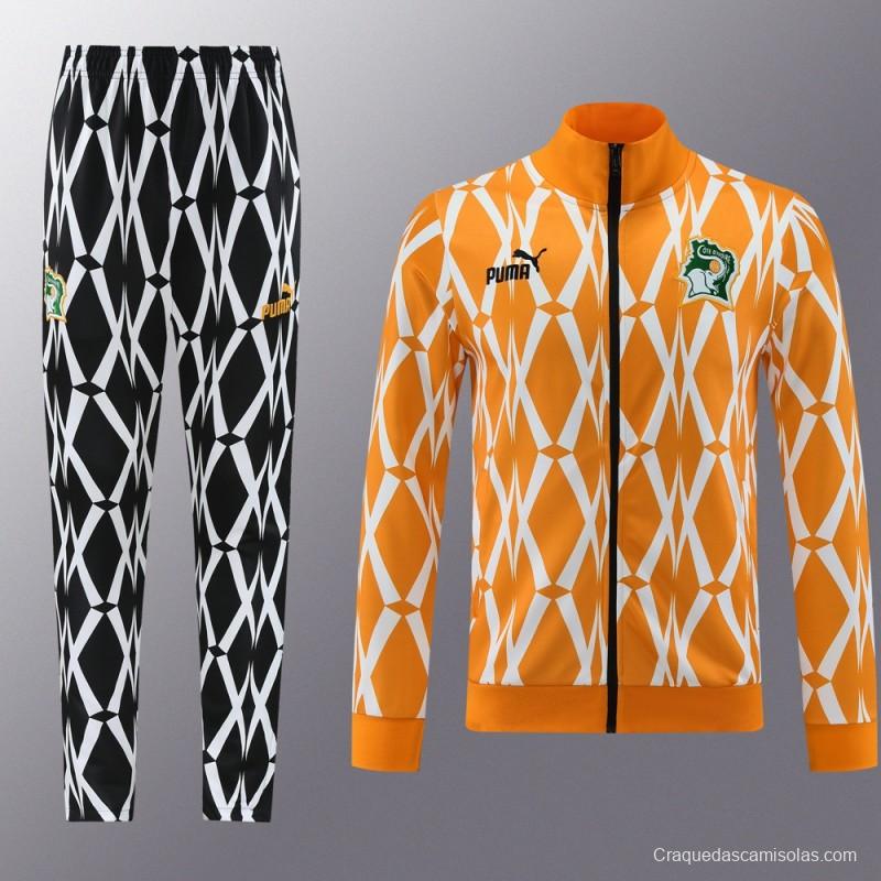 2024 Ivory Coast Orange Full Zipper Jacket+Pants